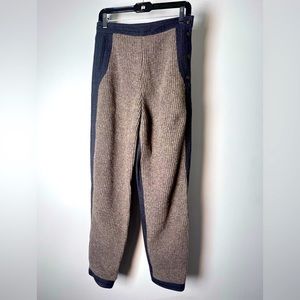Chloe Grey High Waisted Knit Front Panel Wool Pants, Sz 40